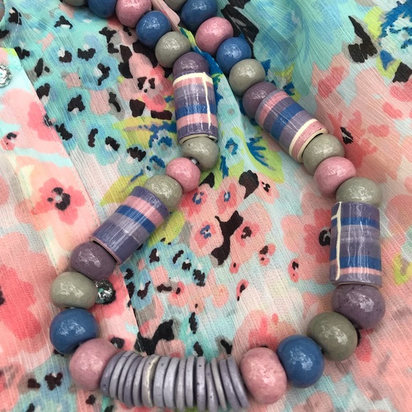 Beautiful vintage hand strung ceramic chunky beaded necklace - Picture 2 of 6